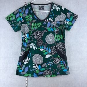Butter Soft V Neck Tee Women's S Nurse Scrub Floral Medical Office Comfort